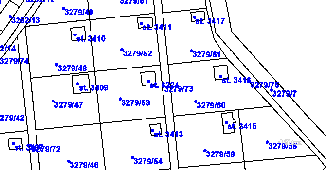 Parcela st. 3279/73 v KÚ Polička, Katastrální mapa
