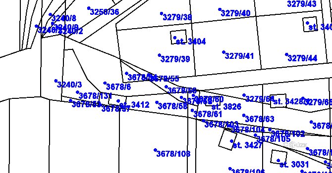 Parcela st. 3678/56 v KÚ Polička, Katastrální mapa