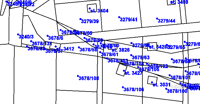 Parcela st. 3678/61 v KÚ Polička, Katastrální mapa