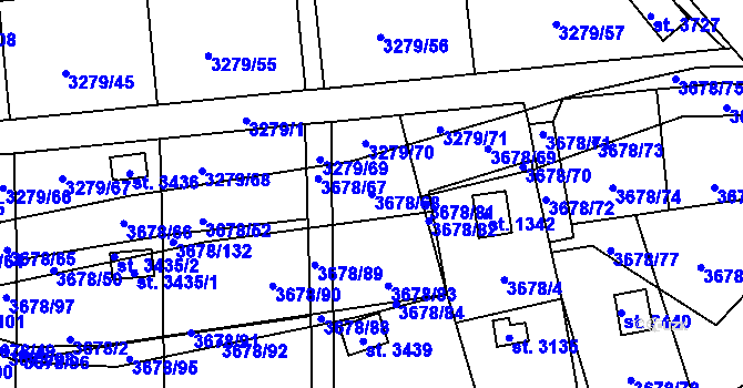 Parcela st. 3678/68 v KÚ Polička, Katastrální mapa