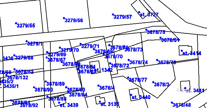 Parcela st. 3678/70 v KÚ Polička, Katastrální mapa
