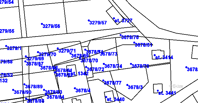 Parcela st. 3678/73 v KÚ Polička, Katastrální mapa