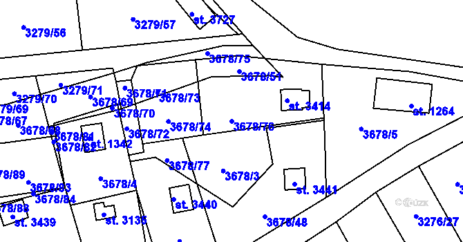Parcela st. 3678/76 v KÚ Polička, Katastrální mapa