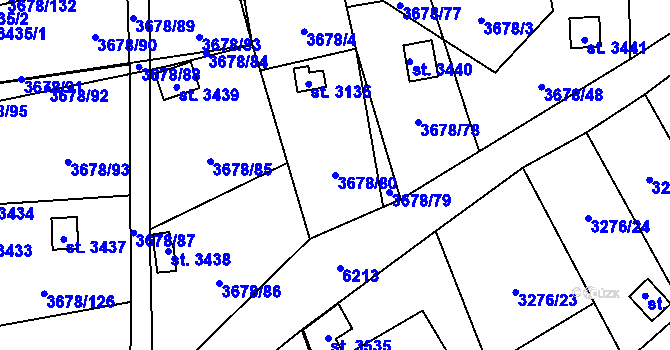 Parcela st. 3678/80 v KÚ Polička, Katastrální mapa