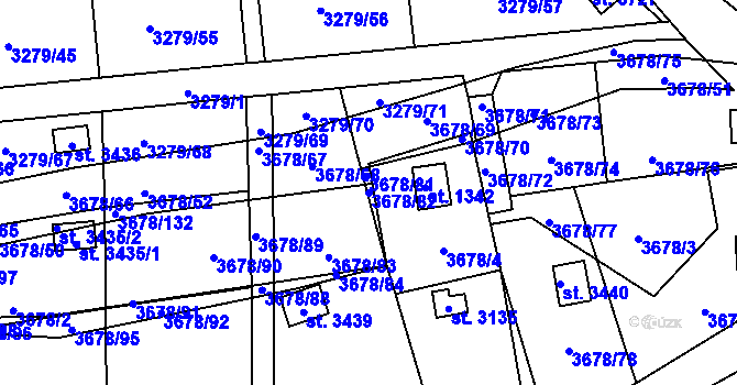 Parcela st. 3678/82 v KÚ Polička, Katastrální mapa