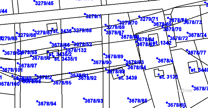Parcela st. 3678/89 v KÚ Polička, Katastrální mapa