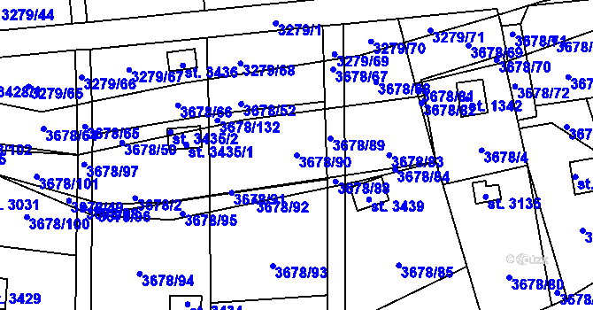 Parcela st. 3678/90 v KÚ Polička, Katastrální mapa