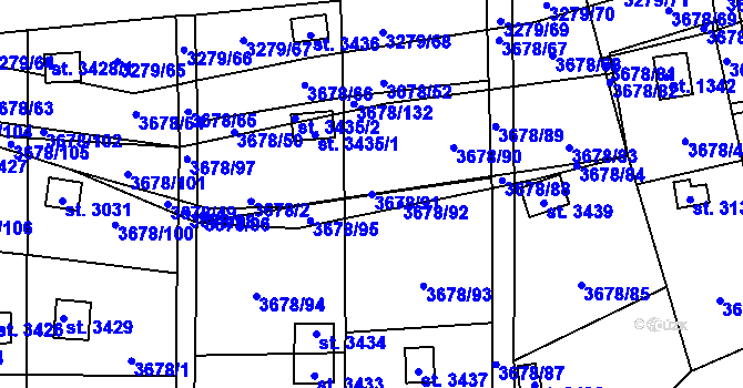 Parcela st. 3678/91 v KÚ Polička, Katastrální mapa