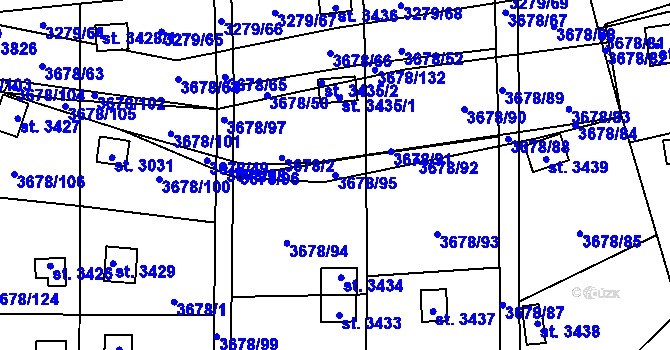 Parcela st. 3678/95 v KÚ Polička, Katastrální mapa