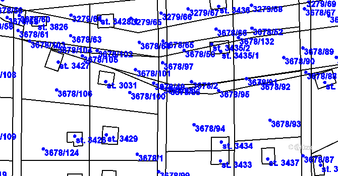 Parcela st. 3678/96 v KÚ Polička, Katastrální mapa