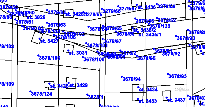Parcela st. 3678/98 v KÚ Polička, Katastrální mapa