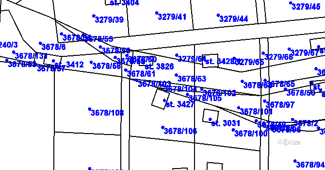 Parcela st. 3678/104 v KÚ Polička, Katastrální mapa