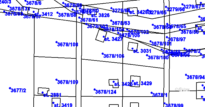 Parcela st. 3678/106 v KÚ Polička, Katastrální mapa