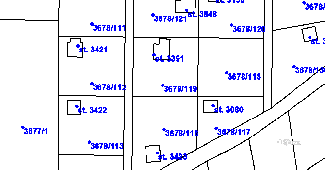 Parcela st. 3678/119 v KÚ Polička, Katastrální mapa
