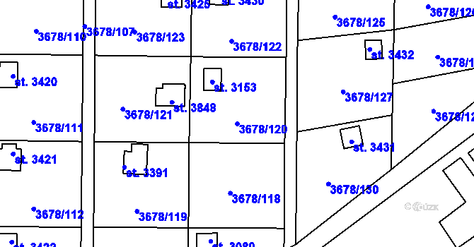 Parcela st. 3678/120 v KÚ Polička, Katastrální mapa