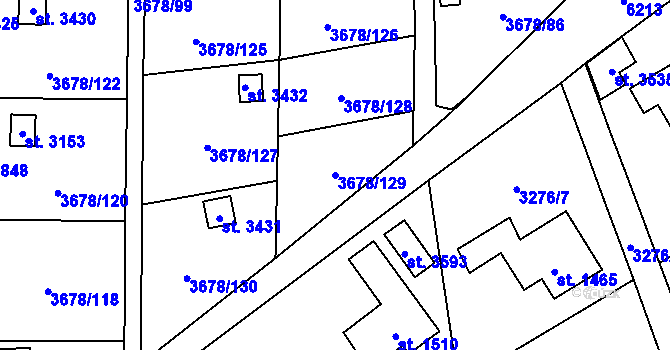 Parcela st. 3678/129 v KÚ Polička, Katastrální mapa