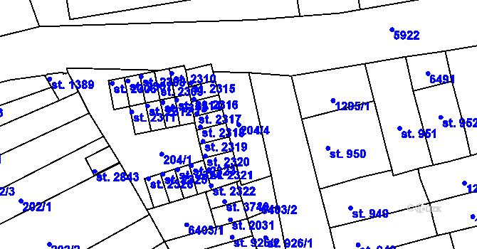 Parcela st. 204/4 v KÚ Polička, Katastrální mapa