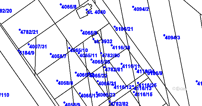 Parcela st. 4782/80 v KÚ Polička, Katastrální mapa
