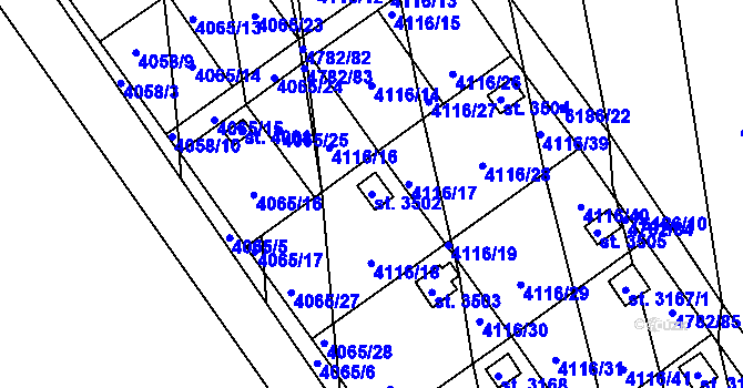 Parcela st. 3502 v KÚ Polička, Katastrální mapa