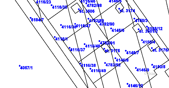 Parcela st. 4116/48 v KÚ Polička, Katastrální mapa