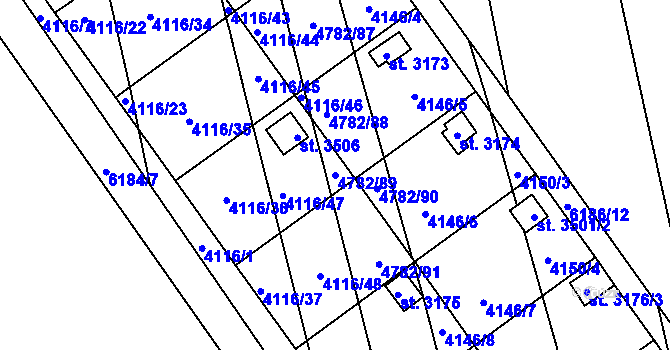 Parcela st. 4782/89 v KÚ Polička, Katastrální mapa