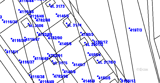 Parcela st. 3501/1 v KÚ Polička, Katastrální mapa
