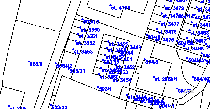 Parcela st. 3457 v KÚ Polička, Katastrální mapa