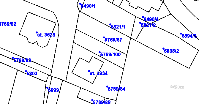 Parcela st. 5769/100 v KÚ Polička, Katastrální mapa