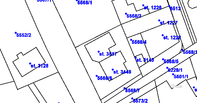 Parcela st. 3517 v KÚ Polička, Katastrální mapa