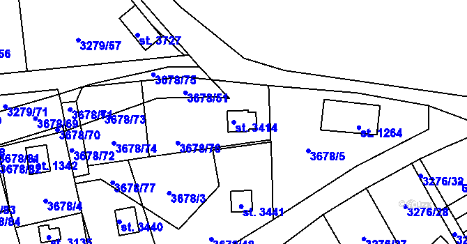 Parcela st. 3414 v KÚ Polička, Katastrální mapa