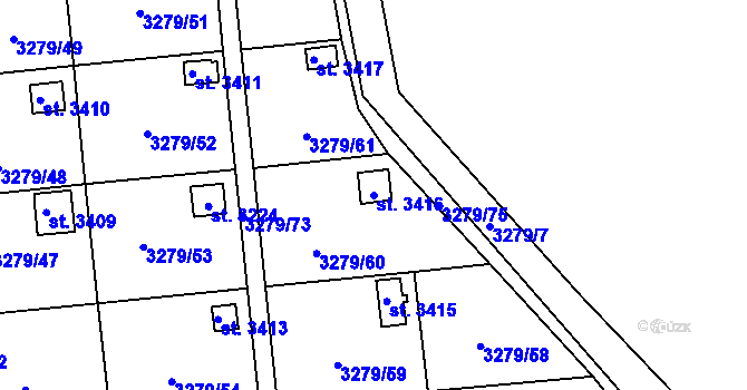 Parcela st. 3416 v KÚ Polička, Katastrální mapa