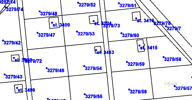 Parcela st. 3413 v KÚ Polička, Katastrální mapa