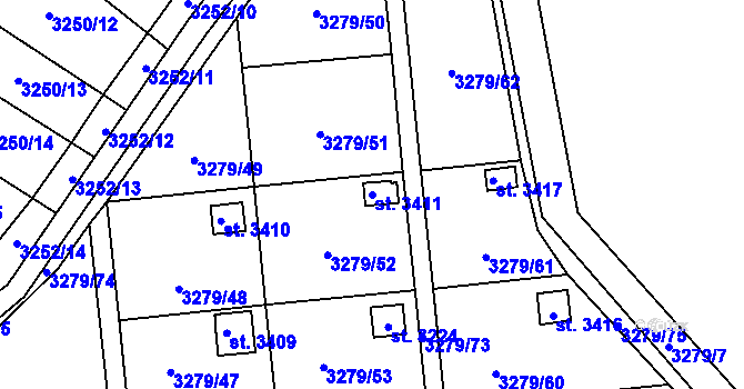 Parcela st. 3411 v KÚ Polička, Katastrální mapa