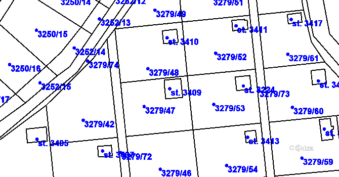 Parcela st. 3409 v KÚ Polička, Katastrální mapa