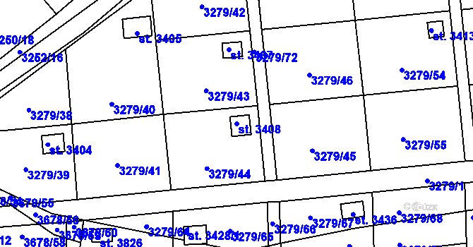 Parcela st. 3408 v KÚ Polička, Katastrální mapa