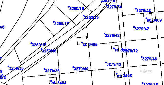 Parcela st. 3405 v KÚ Polička, Katastrální mapa