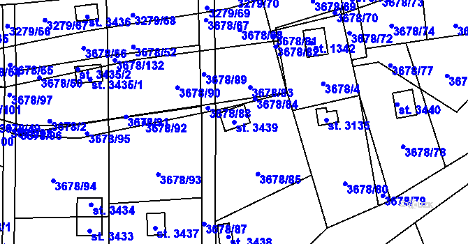 Parcela st. 3439 v KÚ Polička, Katastrální mapa