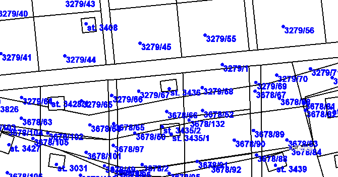 Parcela st. 3436 v KÚ Polička, Katastrální mapa