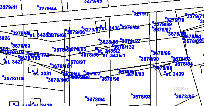 Parcela st. 3435/1 v KÚ Polička, Katastrální mapa