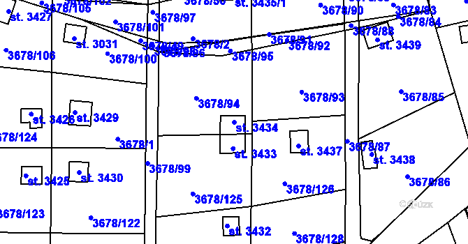 Parcela st. 3434 v KÚ Polička, Katastrální mapa