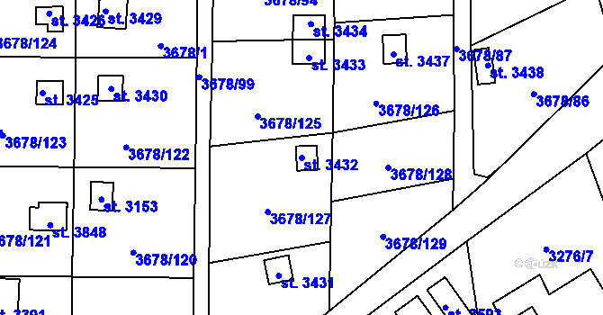 Parcela st. 3432 v KÚ Polička, Katastrální mapa