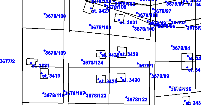 Parcela st. 3426 v KÚ Polička, Katastrální mapa