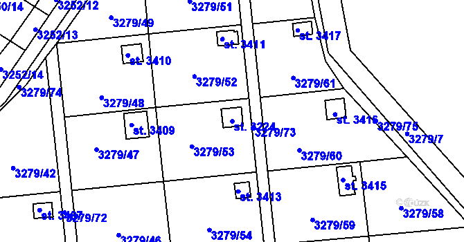 Parcela st. 3224 v KÚ Polička, Katastrální mapa