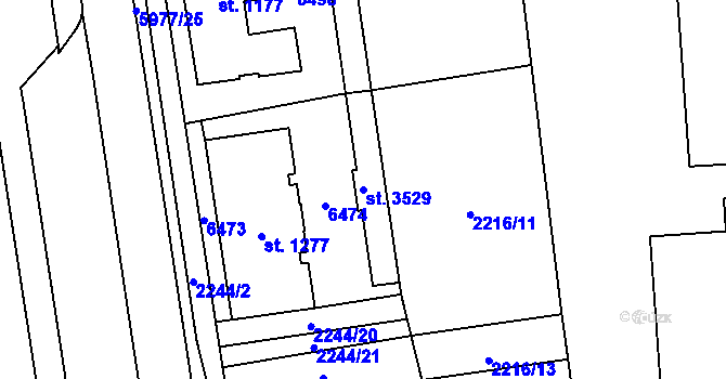 Parcela st. 3529 v KÚ Polička, Katastrální mapa