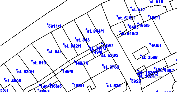 Parcela st. 844/3 v KÚ Polička, Katastrální mapa