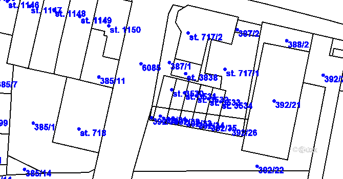 Parcela st. 3530 v KÚ Polička, Katastrální mapa