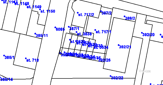 Parcela st. 3532 v KÚ Polička, Katastrální mapa