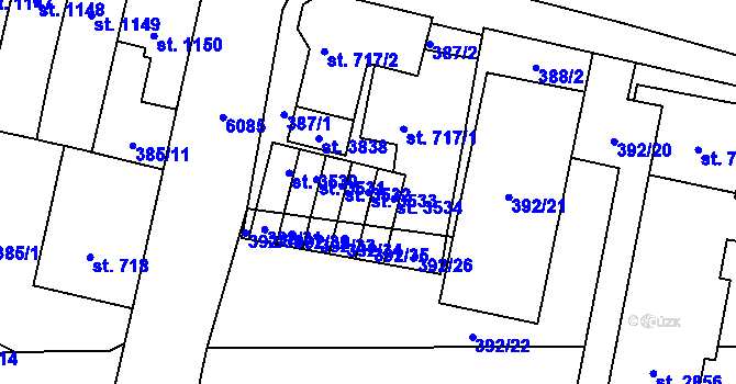 Parcela st. 3533 v KÚ Polička, Katastrální mapa
