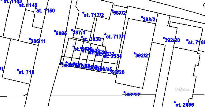Parcela st. 3534 v KÚ Polička, Katastrální mapa
