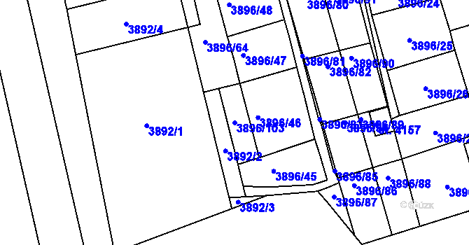 Parcela st. 3896/103 v KÚ Polička, Katastrální mapa